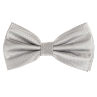 Metallic Silver Pin Dot Pre-Tied Bow Tie with Matching Pocket Square PDPTBT-03
