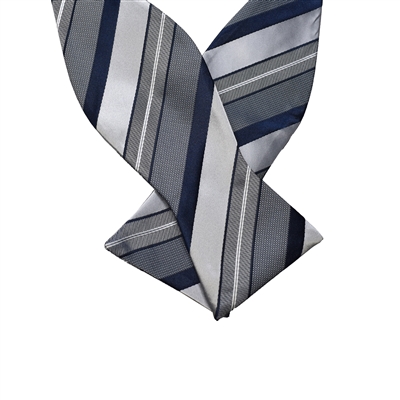 London Grey Silk Self Tie Bow Tie With Matching Pocket Square SBWTH-1338