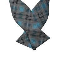Checkered Green Silk Self Tie Bow Tie With Matching Pocket Square SBWTH-1373