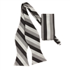 Black, Grey, Silver & White Striped Self-Tied Bow Tie with Matching Pocket Square SBWTH-901