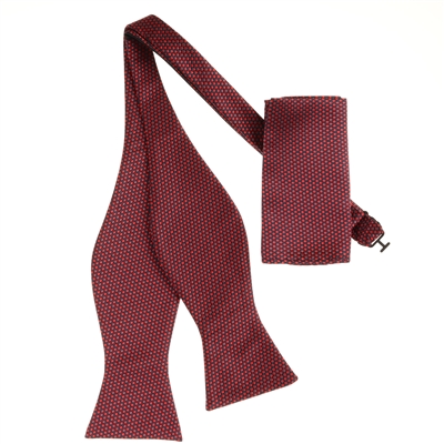 Black With a Burgundy Dot Designed Self - Tied Bow Tie with Matching Pocket  SBWTH-913