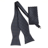 Navy, Blue and Blue Grey Designed Self - Tied Bow Tie with Matching Pocket Square  SBWTH-939