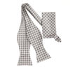 Silver, Grey and Charcoal Designed Selt - Tied Bow Tie with Matching Pocket Square  SBWTH-941