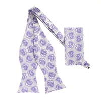 Silver & Lavender Paisley Designed Self-Tie with Matching Pocket Square SBWTH-970