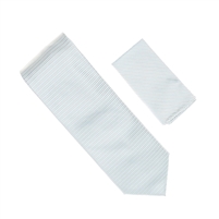 Horizontal Stripes Light Blue Tie With Matching Pocket Square SHSTWH-101