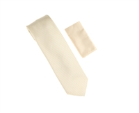 Light Yellow & Cream Horizontal Striped Silk Neck Tie Set SHSTWH-111