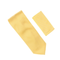 Horizontal Stripe Yellow Gold Tie With Matching Pocket Square SHSTWH-116