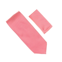 Horizontal Stripe Pink Tie With Matching Pocket Square SHSTWH-120