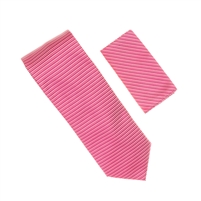 Horizontal Stripe Dark Pink Tie With Matching Pocket Square SHSTWH-121