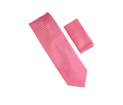 Dark Pink Horizontal Striped Silk Neck Tie Set SHSTWH-122