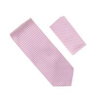 Horizontal Stripe Light Purple Tie With Matching Pocket Square SHSTWH-123