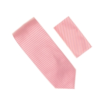 Pink & Rose Pink Horizontal Silk Striped Neck Tie Set SHSTWH-124
