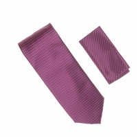 Horizontal Stripe Plum and Plum Passion Tie With Matching Pocket Square SHSTWH-77