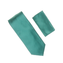 Horizontal Stripe Teal With Matching Pocket Square SHSTWH-86
