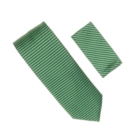 Horizontal Stripe Hunter Green Tie With Matching Pocket Square SHSTWH-89