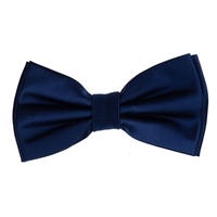 Dark Sapphire Blue Satin Finish Silk Pre-Tied Bow Tie with Matching Pocket Square SPTBT-201