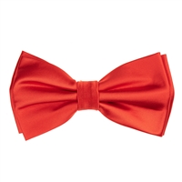 Red  Satin Finish Silk Pre-Tied Bow Tie with Matching Pocket Square SPTBT-202