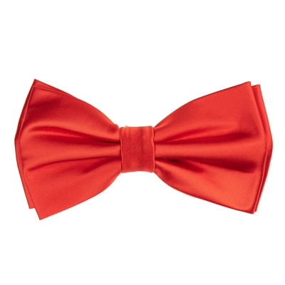Red  Satin Finish Silk Pre-Tied Bow Tie with Matching Pocket Square SPTBT-202
