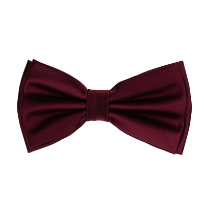 Burgundy  Satin Finish Silk Pre-Tied Bow Tie with Matching Pocket Square SPTBT-204