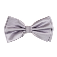 Silver  Satin Finish Silk Pre-Tied Bow Tie with Matching Pocket Square SPTBT-205