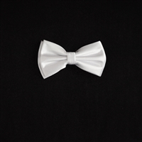 White Satin Finish Silk Pre-Tied Bow Tie with Matching Pocket Square SPTBT-206