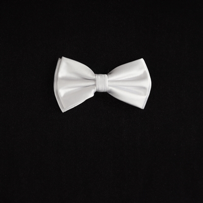 White Satin Finish Silk Pre-Tied Bow Tie with Matching Pocket Square SPTBT-206