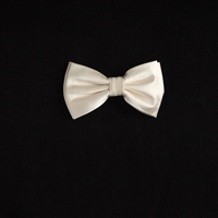 Ivory  Satin Finish Silk Pre-Tied Bow Tie with Matching Pocket Square SPTBT-207