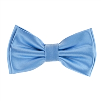 Baby Blue   Satin Finish Silk Pre-Tied Bow Tie with Matching Pocket Square SPTBT-208