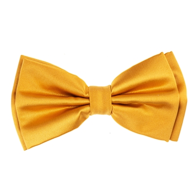 Gold  Satin Finish Silk Pre-Tied Bow Tie with Matching Pocket Square SPTBT-210