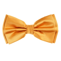 Dark Gold Satin Finish Silk Pre-Tied Bow Tie with Matching Pocket Square SPTBT-210D