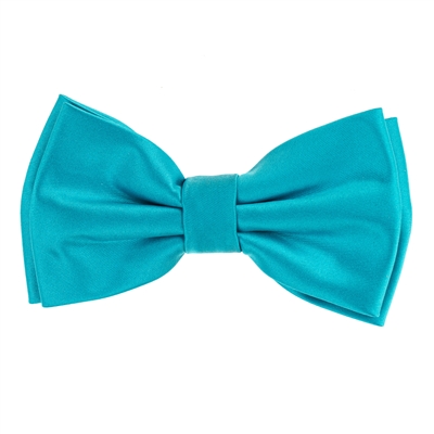 Turquoise Satin Finish Silk Pre-Tied Bow Tie with Matching Pocket Square SPTBT-211