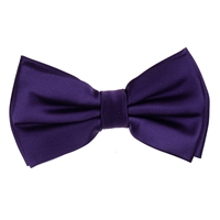 Purple Satin Finish Silk Pre-Tied Bow Tie with Matching Pocket Square SPTBT-212
