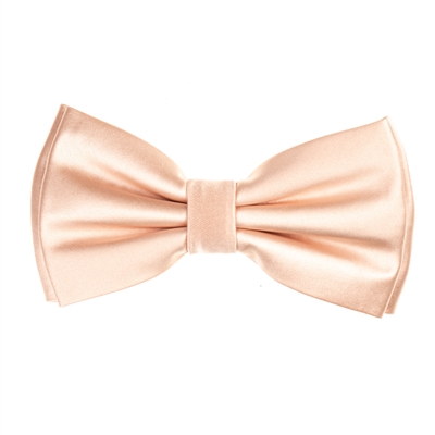 Pastel Peach Satin Finish Silk Pre-Tied Bow Tie with Matching Pocket Square SPTBT-214
