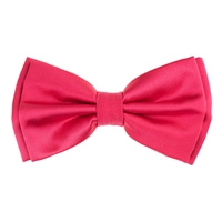 Raspberry Satin Finish Silk Pre-Tied Bow Tie with Matching Pocket Square SPTBT-216