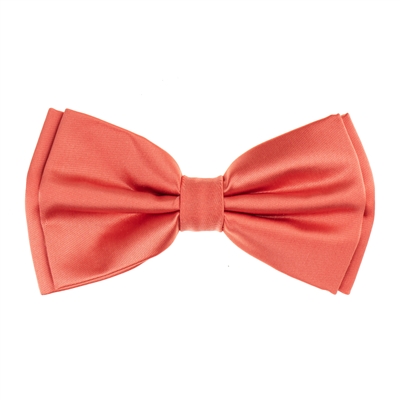 Coral  Satin Finish Silk Pre-Tied Bow Tie with Matching Pocket Square SPTBT-218