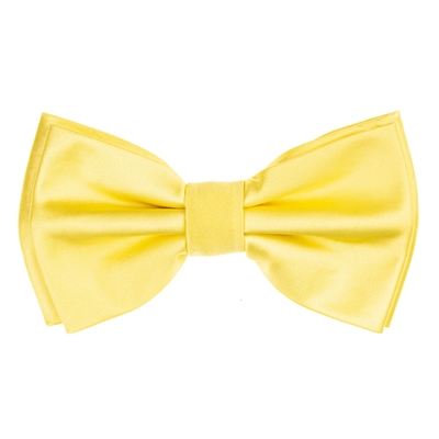 Yellow  Satin Finish Silk Pre-Tied Bow Tie with Matching Pocket Square SPTBT-223