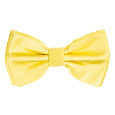 Yellow  Satin Finish Silk Pre-Tied Bow Tie with Matching Pocket Square SPTBT-223