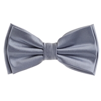 Blue Grey  Satin Finish Silk Pre-Tie0d Bow Tie with Matching Pocket Square SPTBT-225