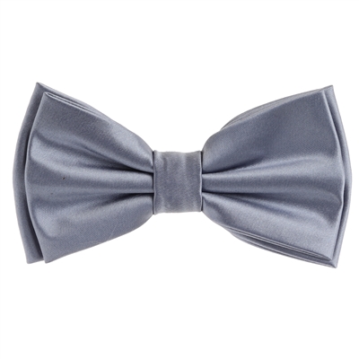 Blue Grey  Satin Finish Silk Pre-Tie0d Bow Tie with Matching Pocket Square SPTBT-225