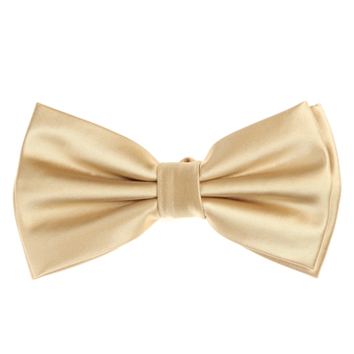 Champagne Satin Finish Silk Pre-Tied Bow Tie with Matching Pocket Square SPTBT-231