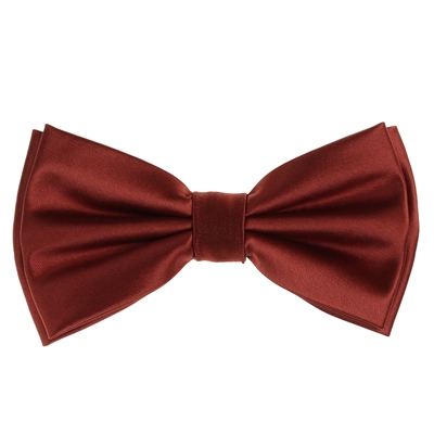 Cinnamon  Satin Finish Silk Pre-Tied Bow Tie with Matching Pocket Square SPTBT-235