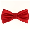 Scarlet Red Satin Finish Silk Pre-Tied Bow Tie with Matching Pocket Square SPTBT-241