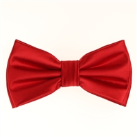 Scarlet Red Satin Finish Silk Pre-Tied Bow Tie with Matching Pocket Square SPTBT-241