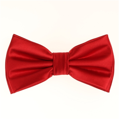 Scarlet Red Satin Finish Silk Pre-Tied Bow Tie with Matching Pocket Square SPTBT-241