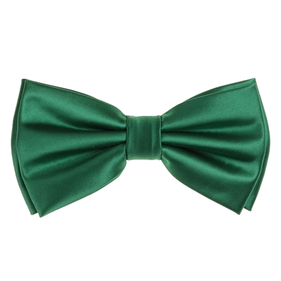 Emerald Green Satin Finish Silk Pre-Tied Bow Tie with Matching Pocket Square SPTBT-242