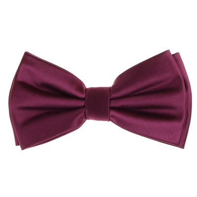 Sangria  Satin Finish Silk Pre-Tied Bow Tie with Matching Pocket Square SPTBT-249