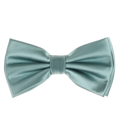 Teal Blue Satin Finish Silk Pre-Tied Bow Tie with Matching Pocket Square SPTBT-252