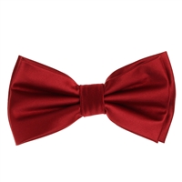 Apple Red Satin Finish Silk Pre-Tied Bow Tie with Matching Pocket Square SPTBT-253