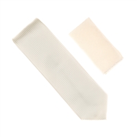 Off White Solid Micro-Grid Silk Neck Tie Set SWTH-04