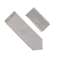 Silver Micro-Grid Silk Neck Tie Set SWTH-05